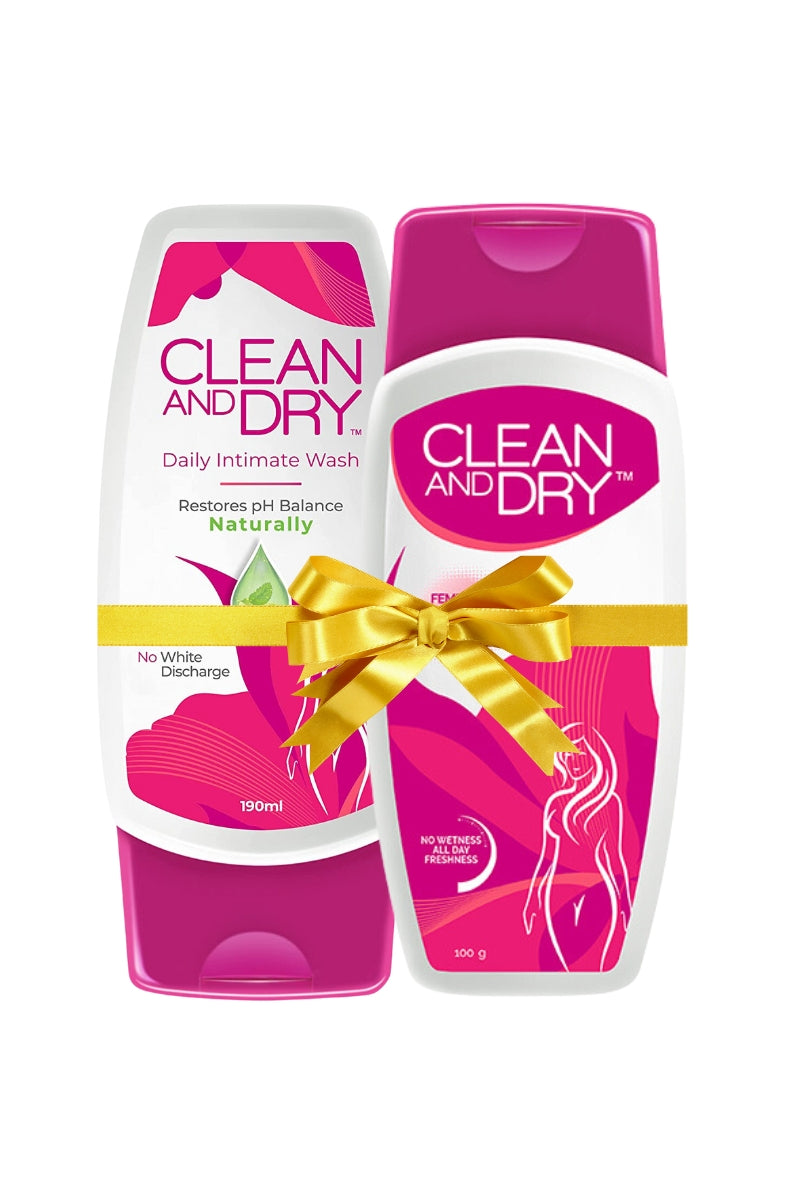 Clean & Dry Daily Intimate Wash 190 ml & Powder 100gm Combo Pack
